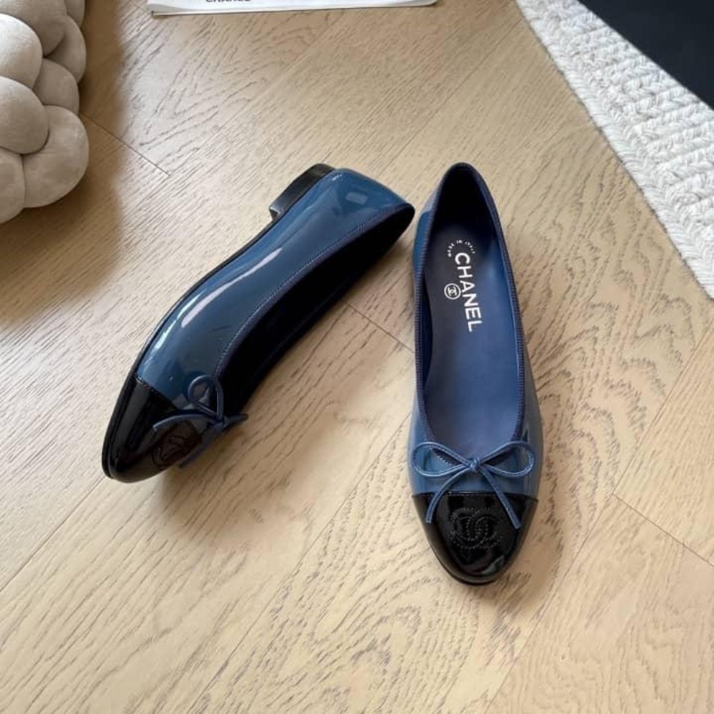 Ch**el Ballet Flats Navy Blue G02819 B19028 Nacis