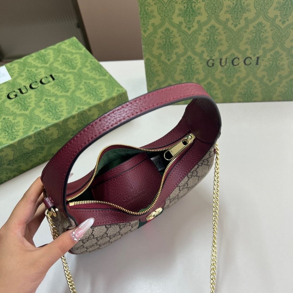 Gvc*1 Ophidia Small Shoulder Bag Beige And Dark Red Gg Fabric 22Cm ‎838463 Fae0P 9789
