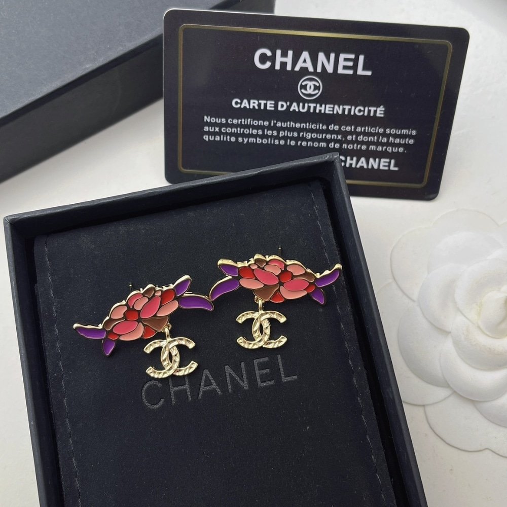 Ch**el Pendant Earrings Gold And Multicolour Abf933 B21129 U2138