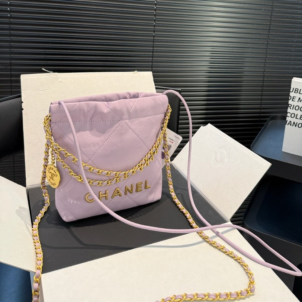 Ch**el 22 Mini Handbag Purple 23Cm
