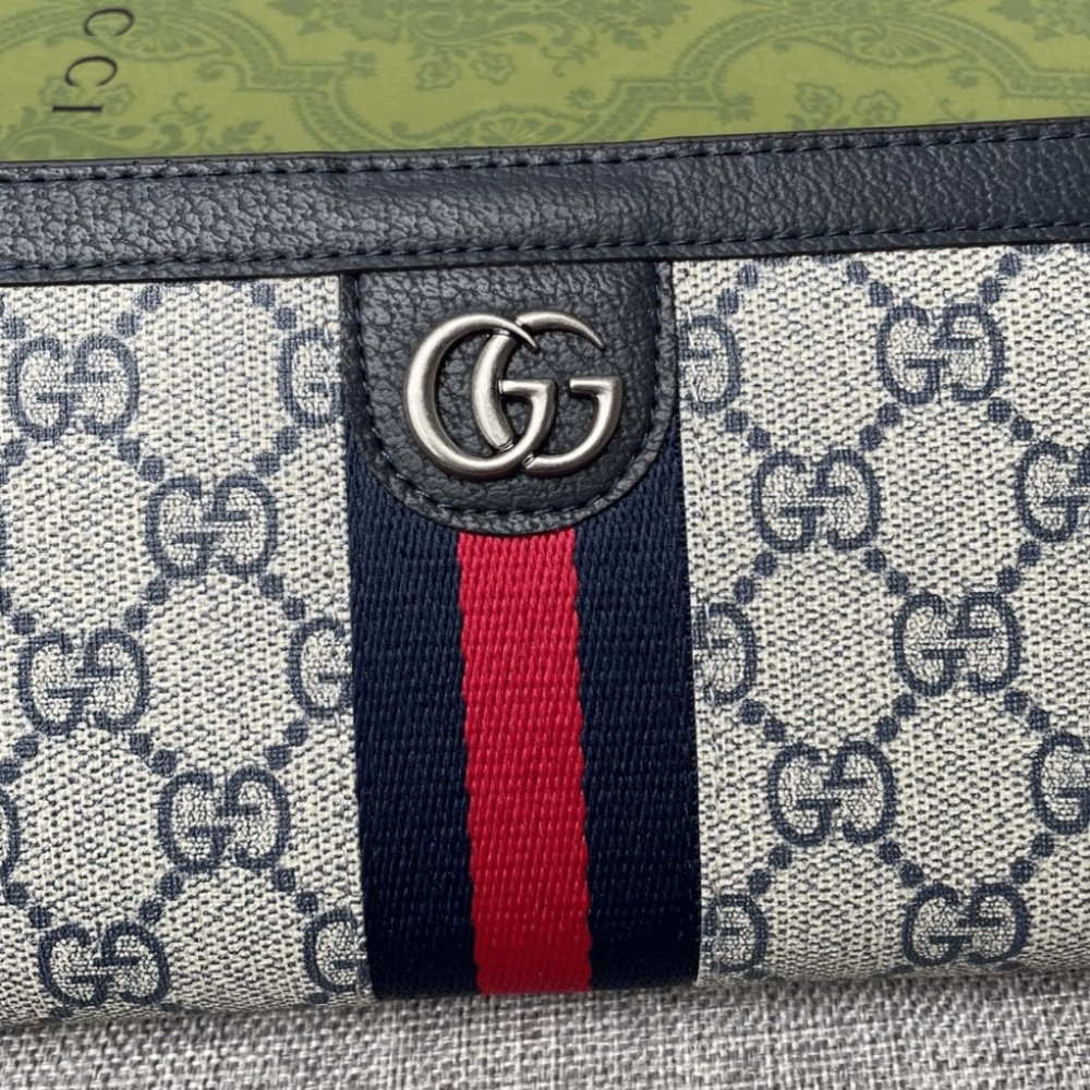 Gvc*1 Ophidia Zip Around Wallet In Beige And Blue Svp*me 19Cm 523154 96Iwn 4076
