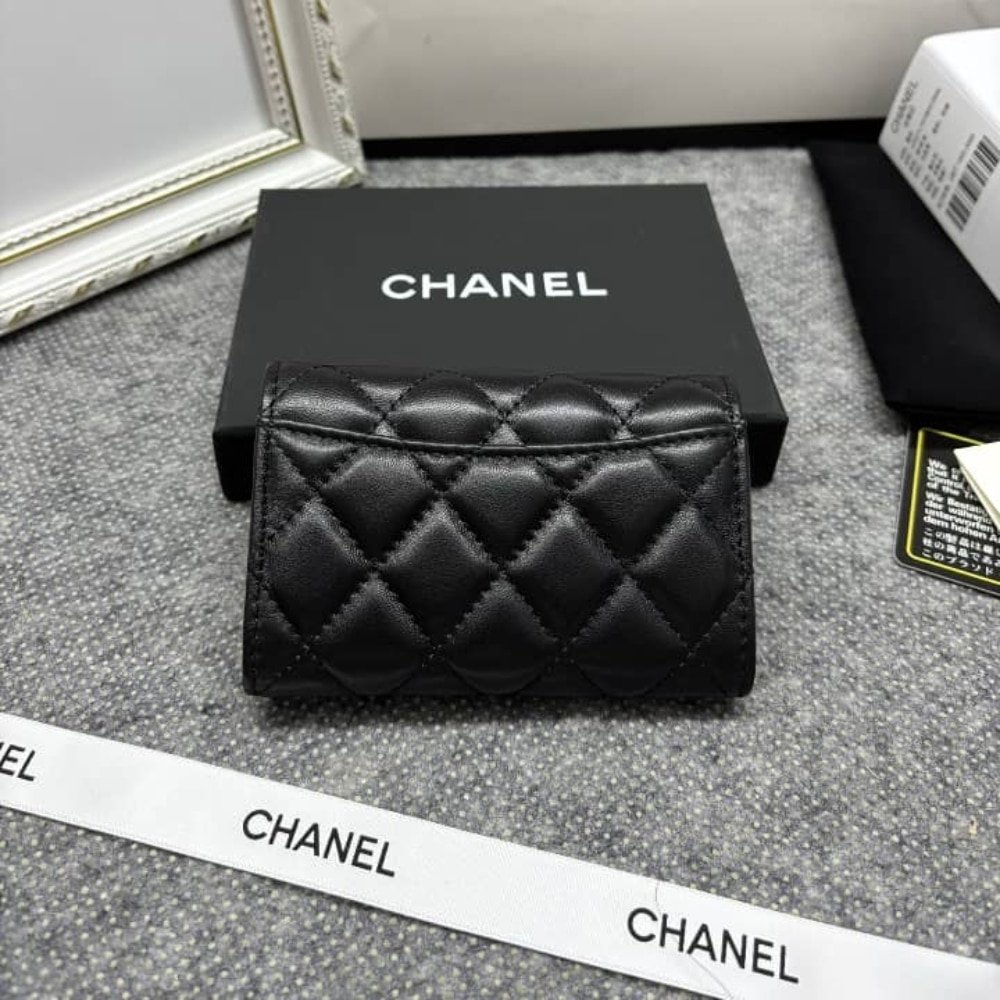 Ch**el Classic Card Holder Quilted With Silver Hardware Black 11Cm Ap0214 Y01480 C3906