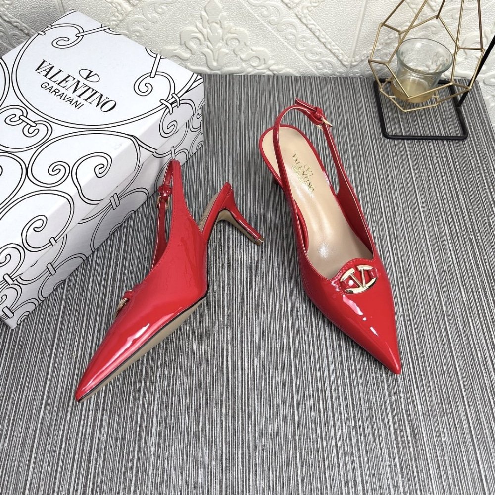 Va1e*ntin0 Vlogo The Bold Edition Slingback Pumps In Patent Leather 60Mm In Rouge Pur