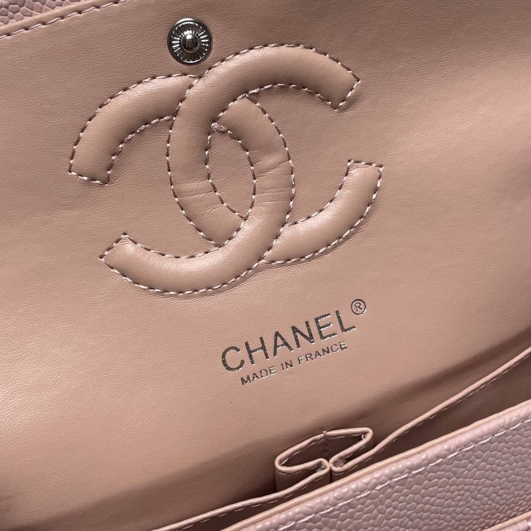 Ch**el Medium Classic Flap Bag Silver Hardware Pink 25Cm