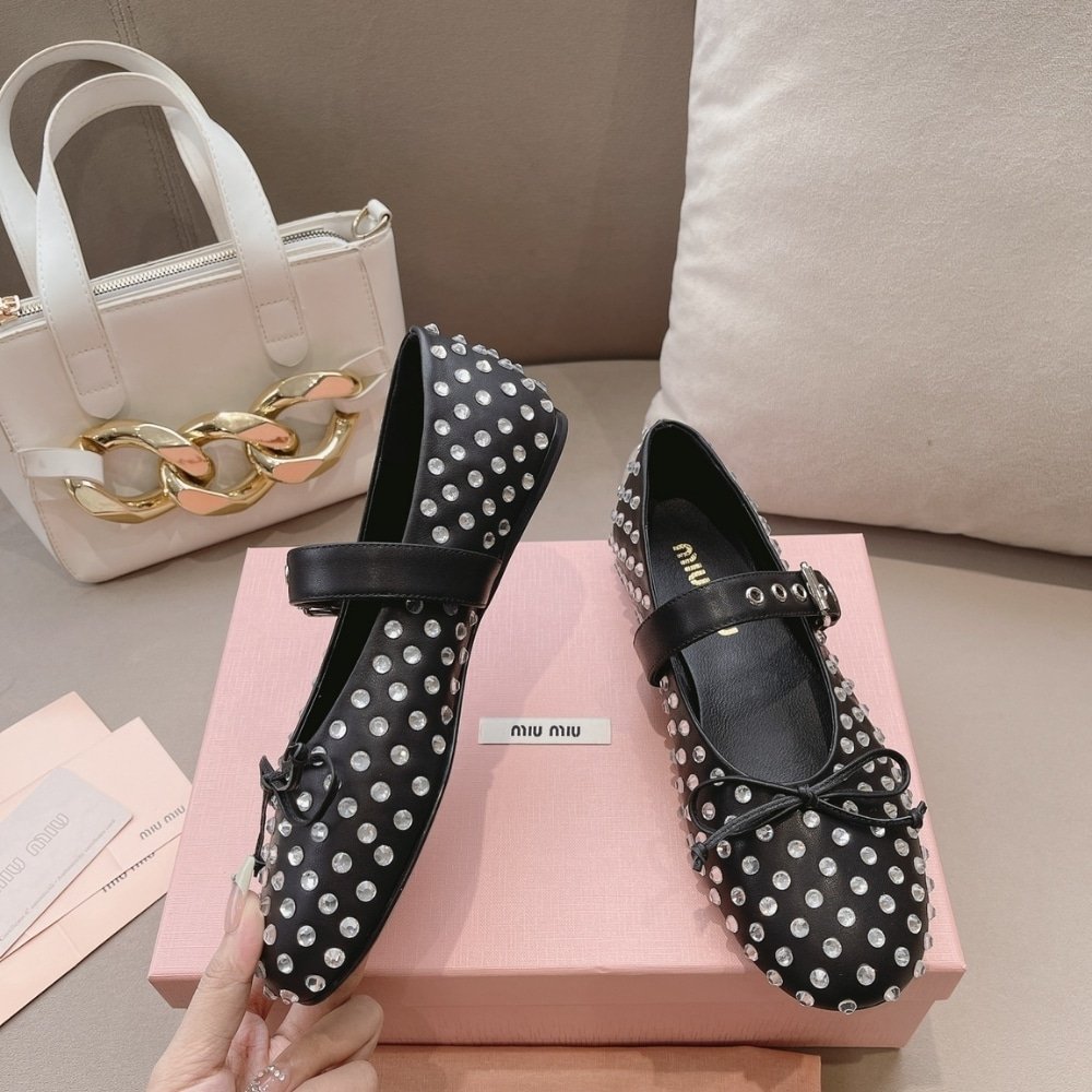 M1um1u Leather Ballerinas In Black 5F212E 070 F0002 F 005