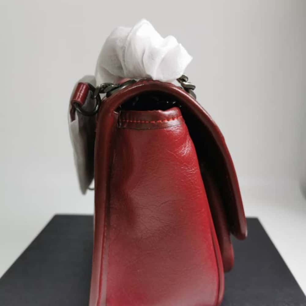 Sa1nt Lau*nt Niki Medium In Leather Silver Tone Red 22Cm