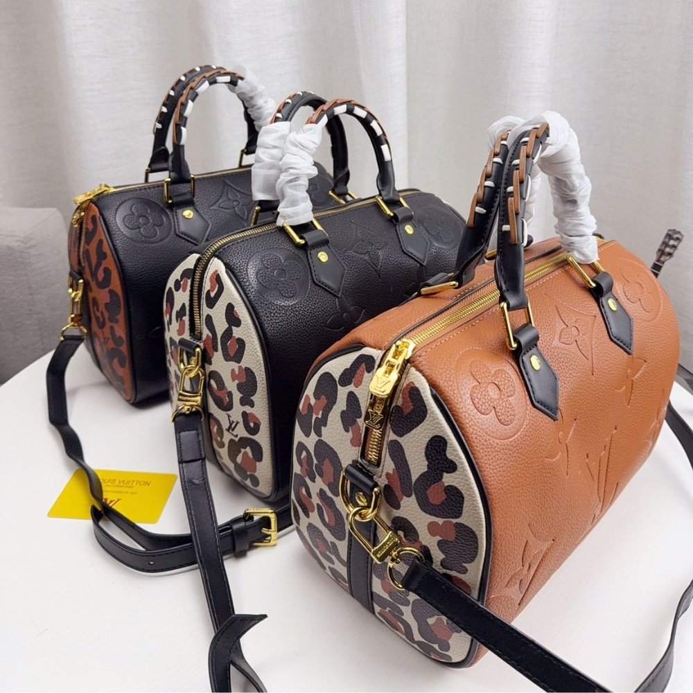 L0vis Vvtt0n Speedy Bandouliere Bag Wild At Heart Monogram Empreinte Giant Brown 26Cm
