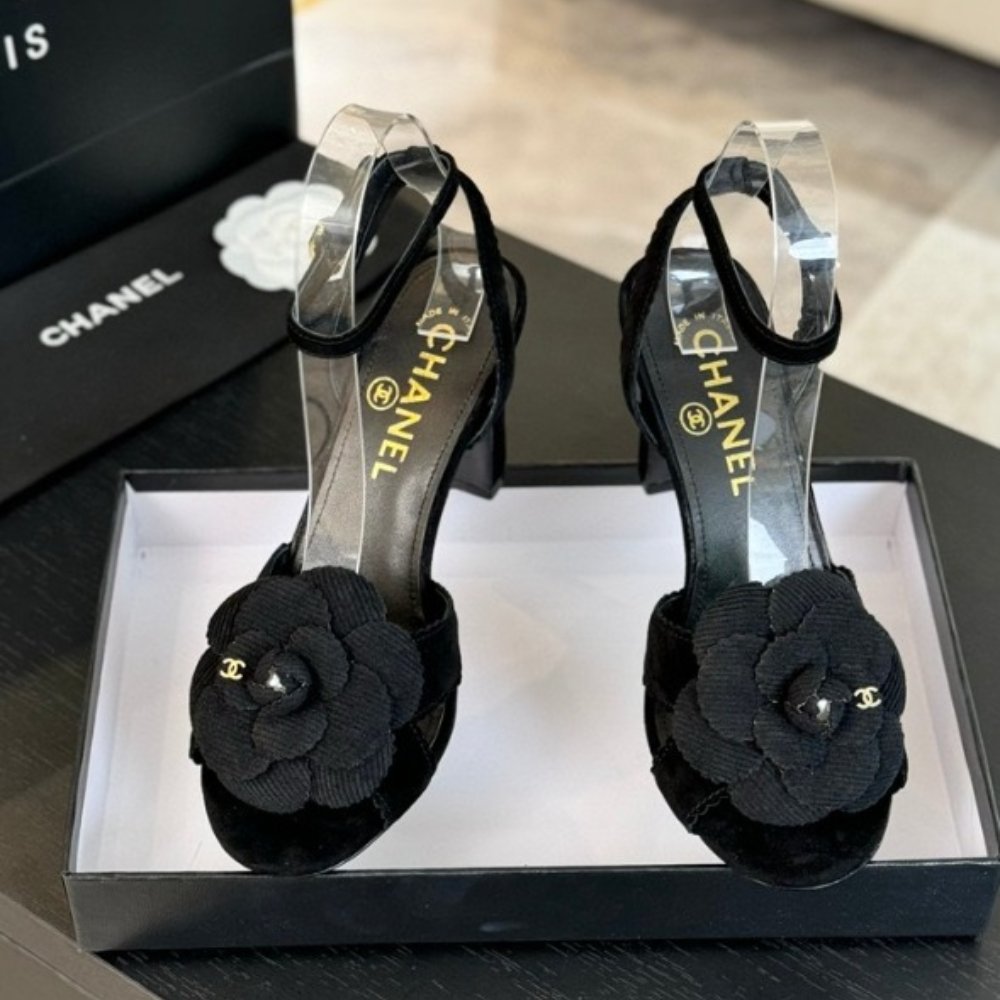 [S*per Vip 1:1] Ch**el Women’s Mid Sandals Velvet Black G45927 B17944 94305