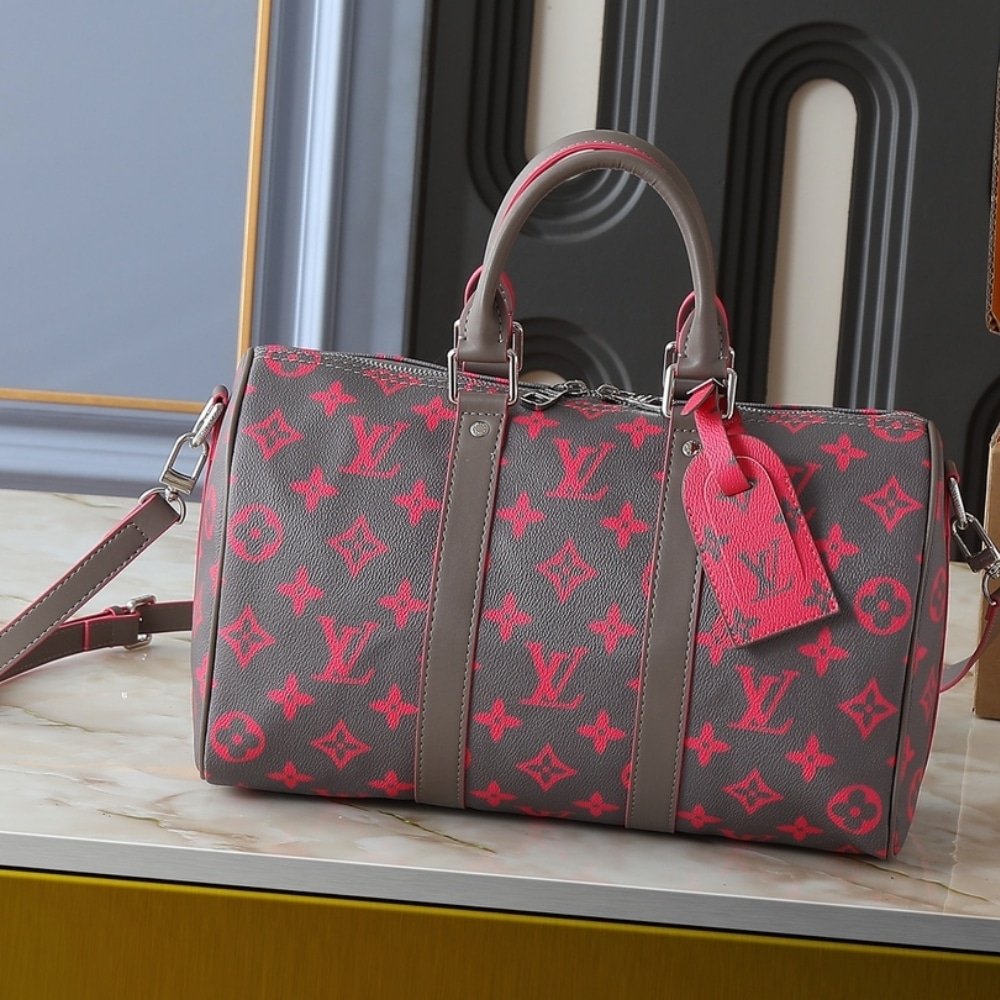 L0vis Vvtt0n Keepall Bandoulière 35 Gray And Pink 34Cm M15023