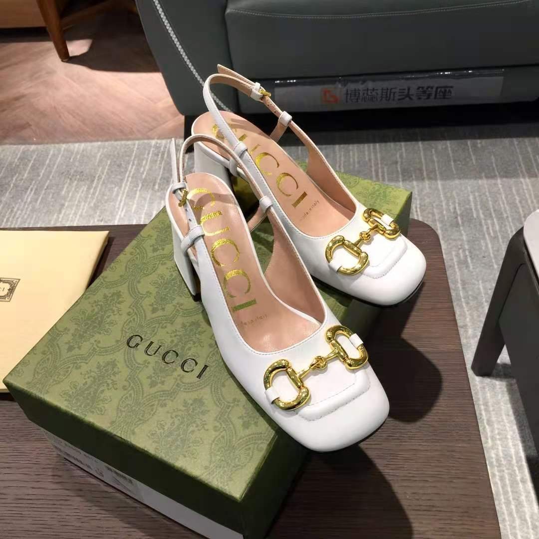 Gvc*1 Women’S Mid Heel Slingback With Horsebit White ‎643892 C9D00 9022
