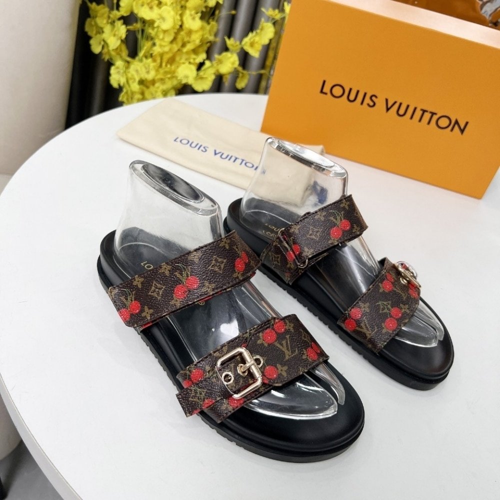 L0vis Vvtt0n X Takashi Murakami Bom Dia Flat Comfort Mule Brown 1Ahm03