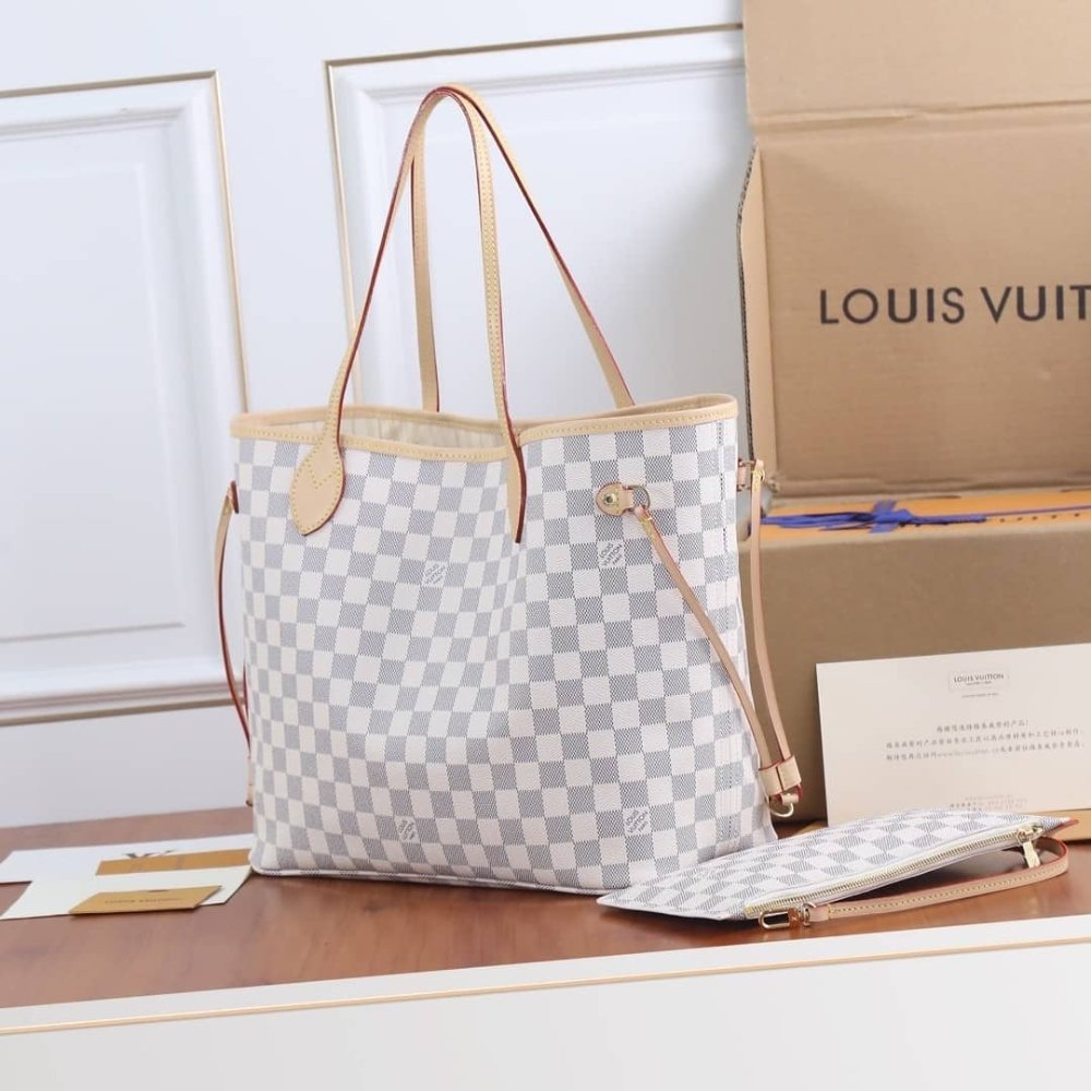 L0vis Vvtt0n Neverfull MM Damier Azur Beige 31Cm N40604