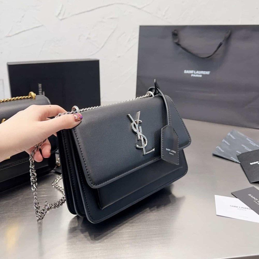 Sa1nt Lau*nt Sunset Medium In Smooth Leather Black 20Cm 442906D420N1000