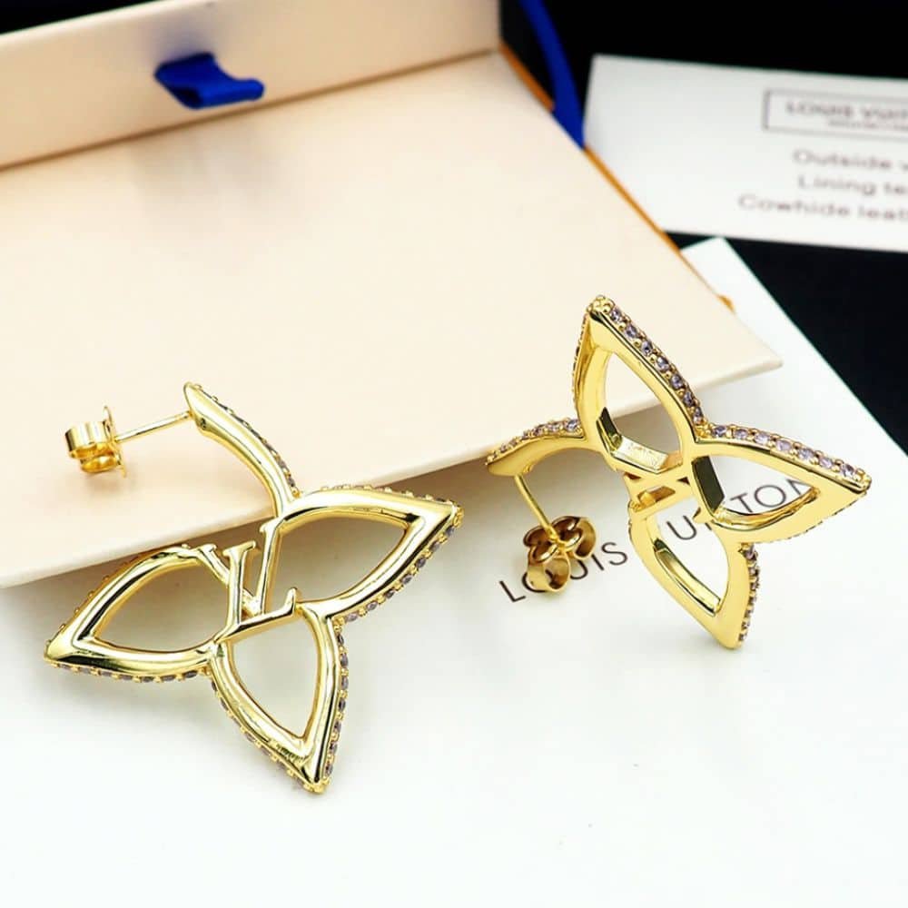 L0vis Vvtt0n Lv Slim Flower Earrings Gold M02420