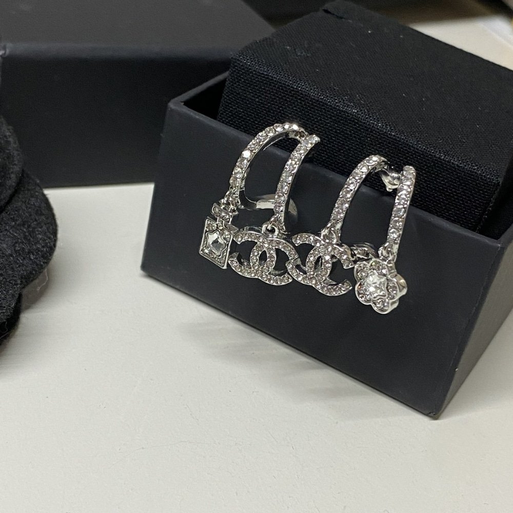 Ch**el Pendant Earrings Crystal Silver Abf199 B19948 Nafvp