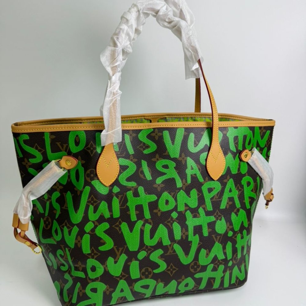 L0vis Vvtt0n Neverfull Mm Tote Bag Monogram Graffiti Green 33Cm M93703