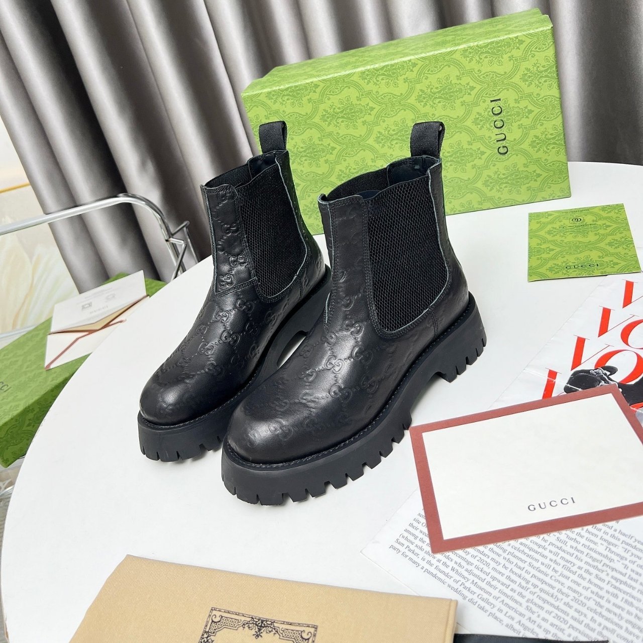 Gvc*1 Leather Ankle Boot With Web Detail Black 794168 Aadpf 1056