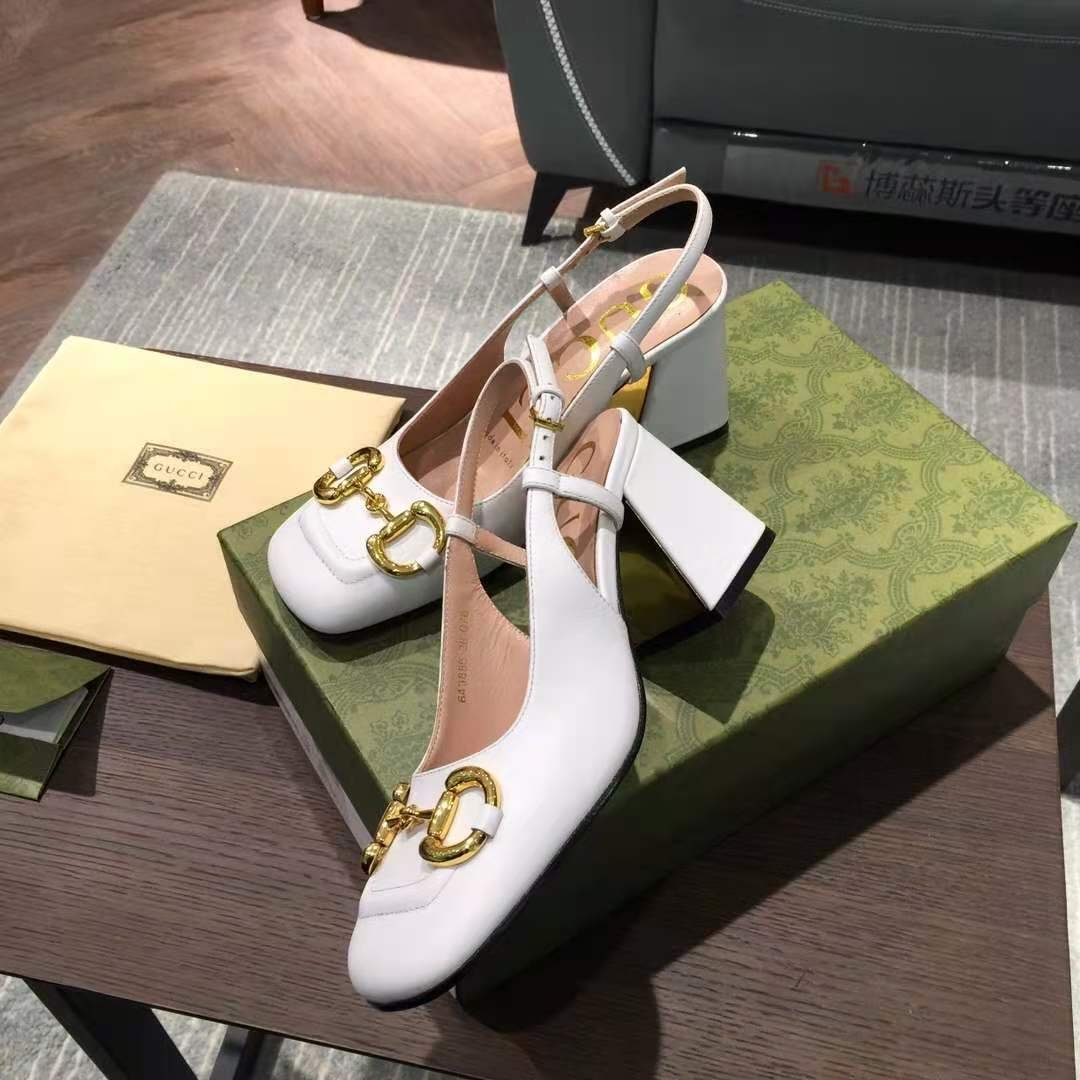Gvc*1 Women’S Mid Heel Slingback With Horsebit White ‎643892 C9D00 9022