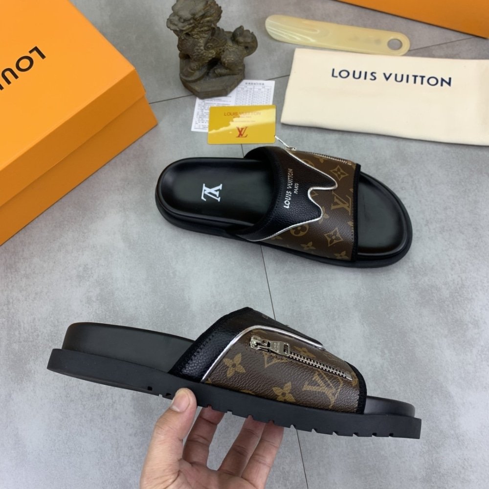 L0vis Vvtt0n Velcro Slippers Lock Edge Brown