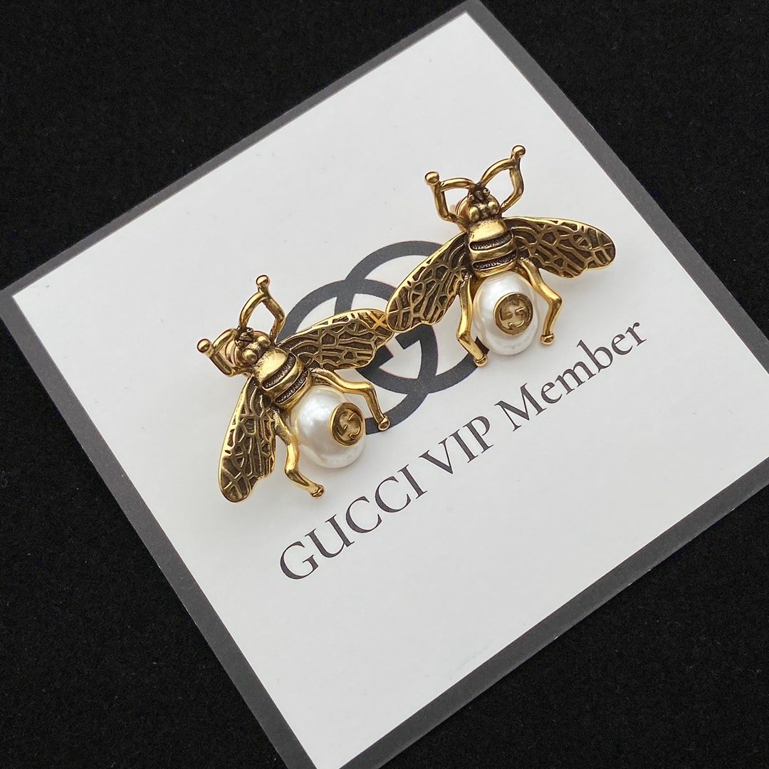 Gvc*1 Gg Bee Pearl Gold Earrings