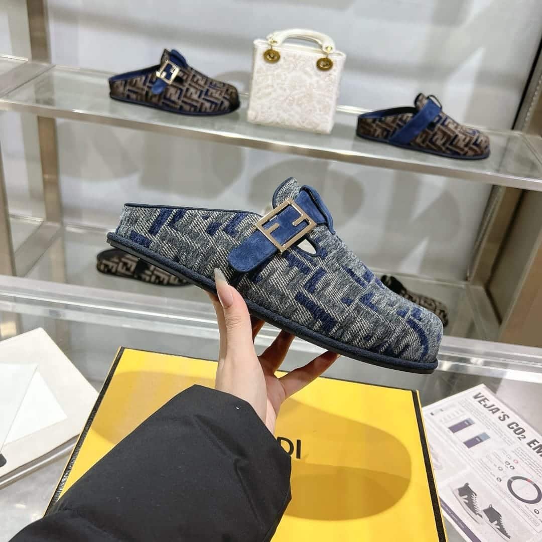 F**di Feel Ff Mules Denim Blue 8R8448Akzpf1Pz7