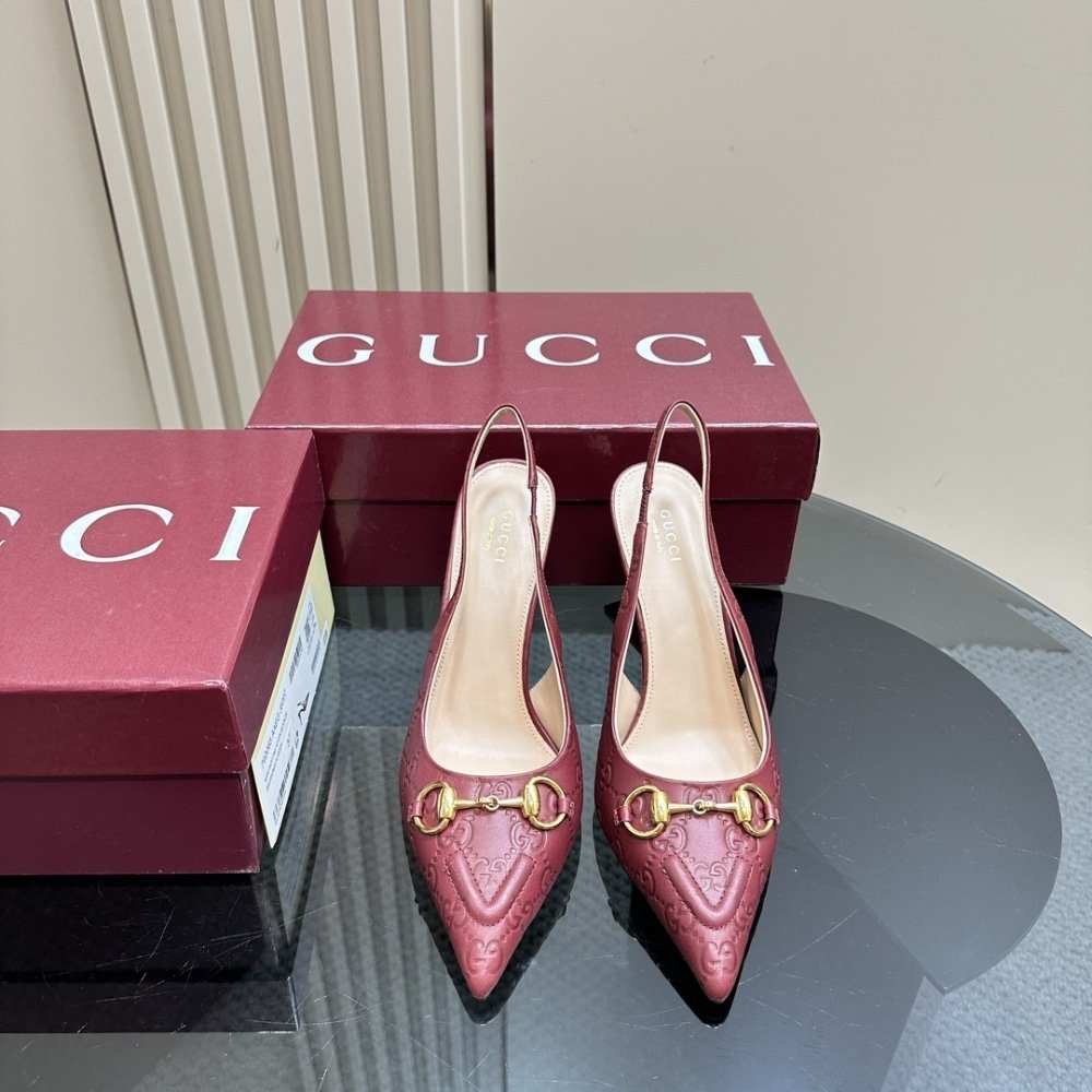 Gvc*1 Women’s Horsebit Pump Gg Leather Rosso Ancora Red ‎792065 Aaegj 6207