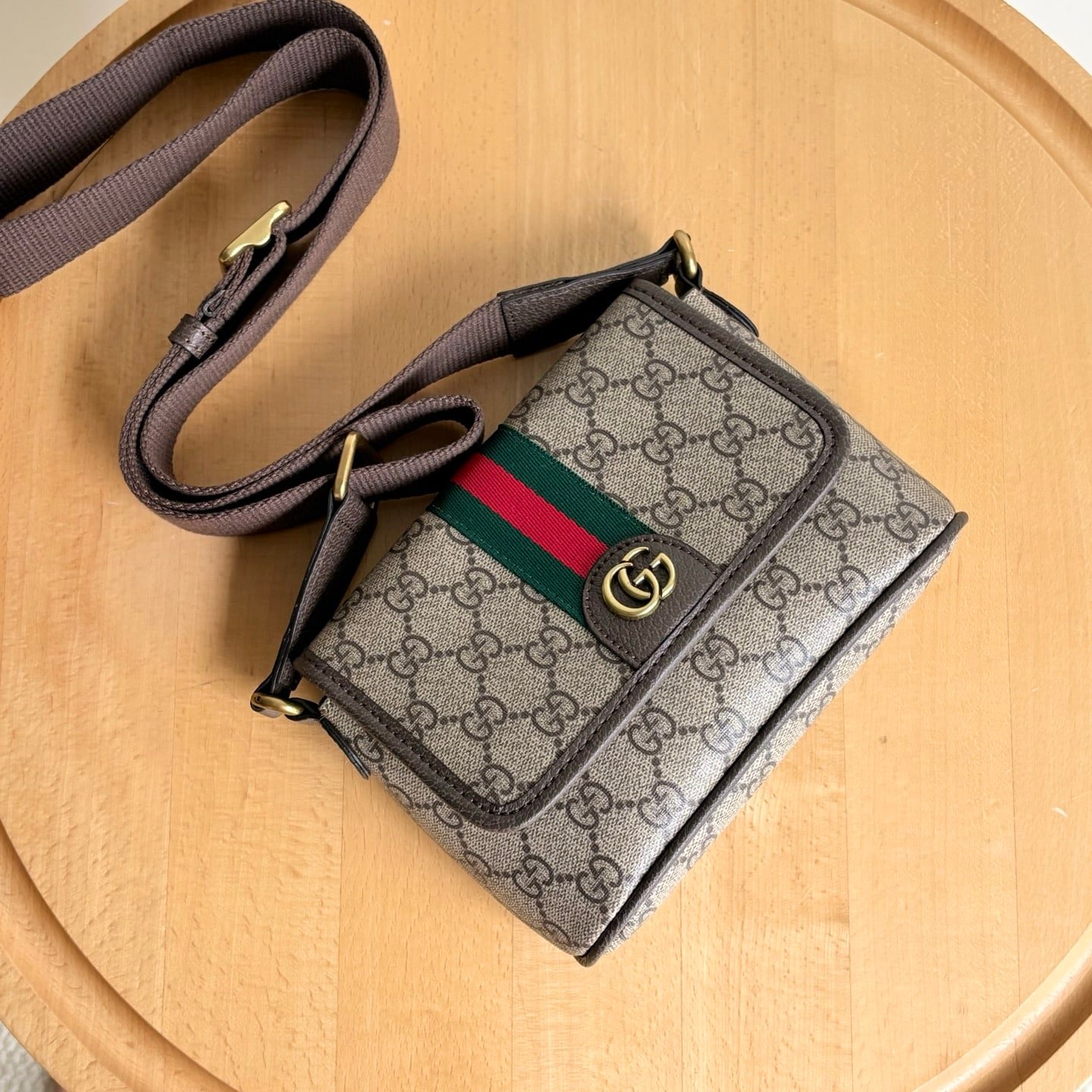 Gvc*1 Ophidia Mini Bag Beige And Dark Brown 18Cm ‎838599 Faeof 9745