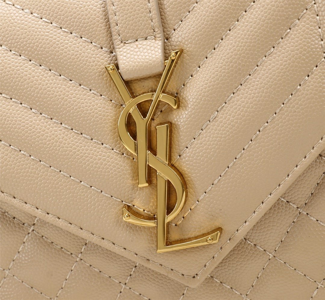 Sa1nt Lau*nt Envelope Small In Quilted Grain De Poudre Embossed Leather Beige 21Cm 600195Bow912721