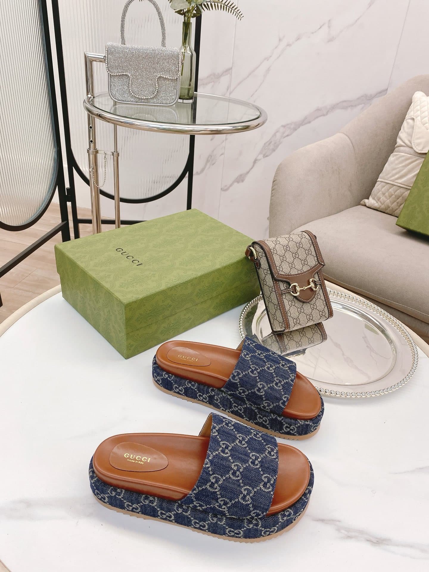 Gvc*1 Women’S Platform Slide Sandal Blue ‎623212 2Kq00 4402