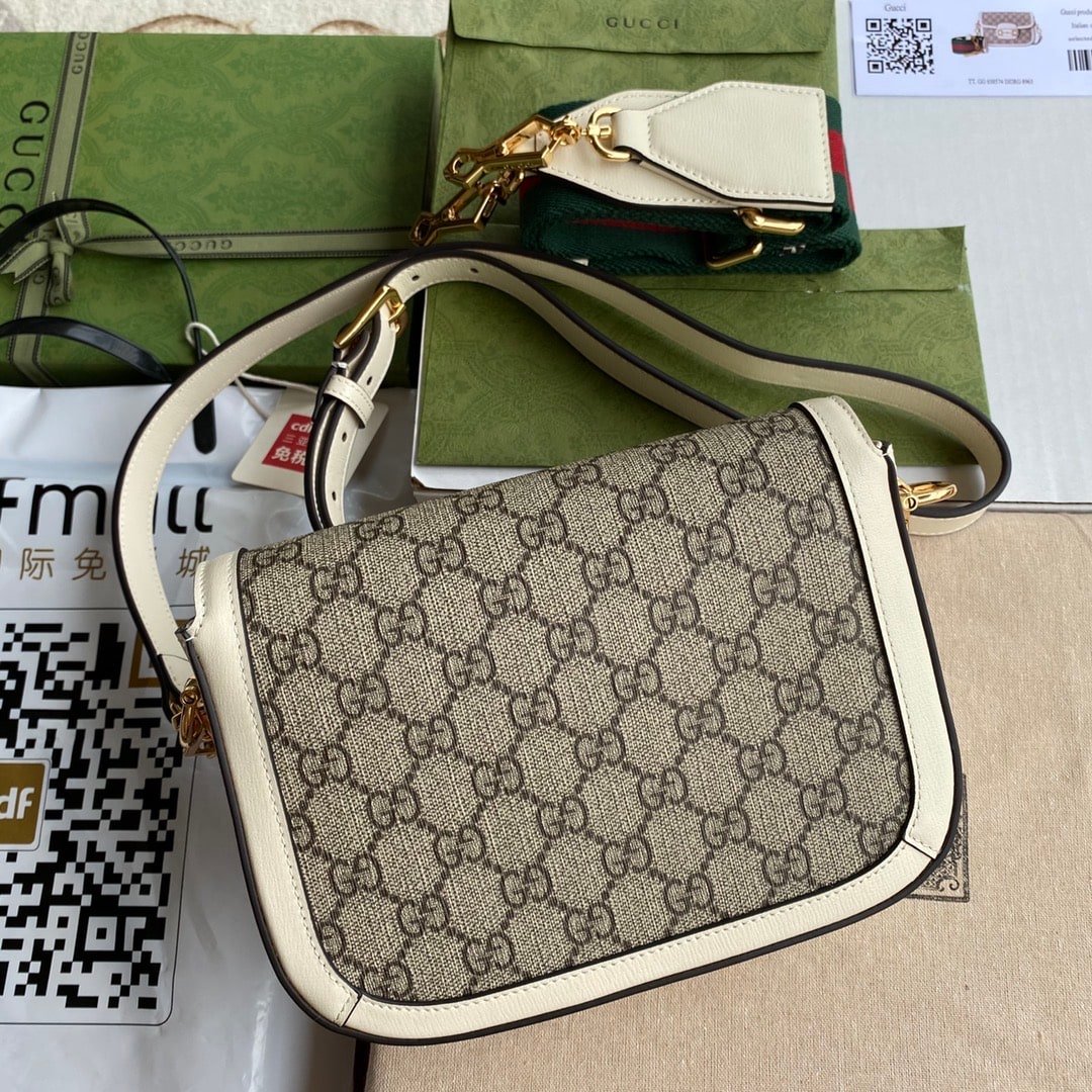 Gvc*1 Horsebit 1955 Mini Gg Svp*me Canvas Beige White 20Cm 658574 Huhhg 9759