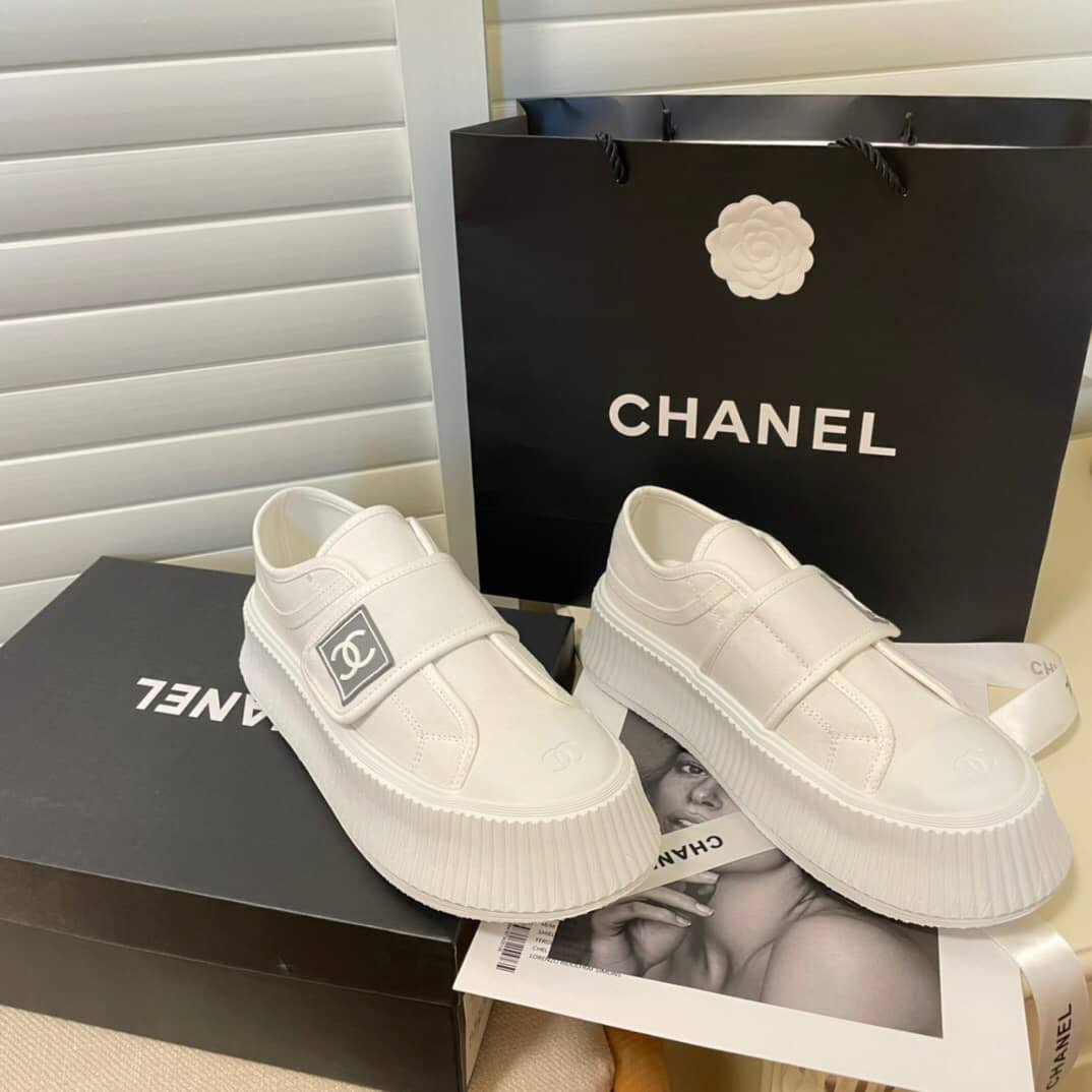 Ch**el Cc Cap Toe Slipon Sneaker All White