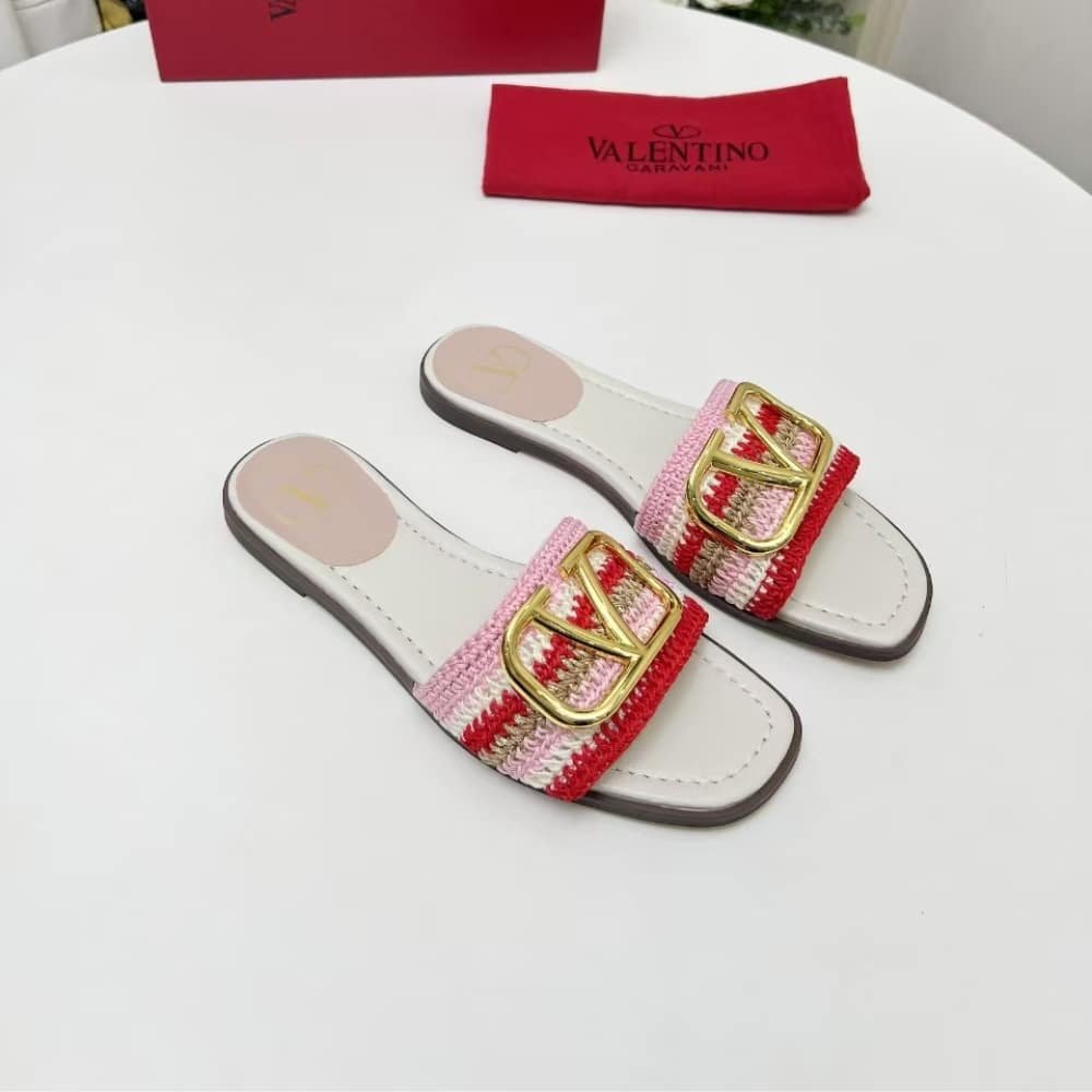 Va1e*ntin0 Vlogo Signature Slide Sandal Pink