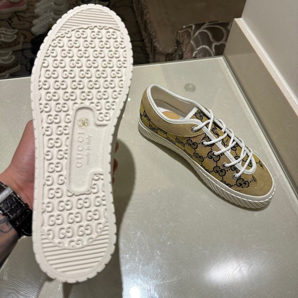 Gvc*1 Gg Sneaker Beige Ebony 738992 Fabqa 9796
