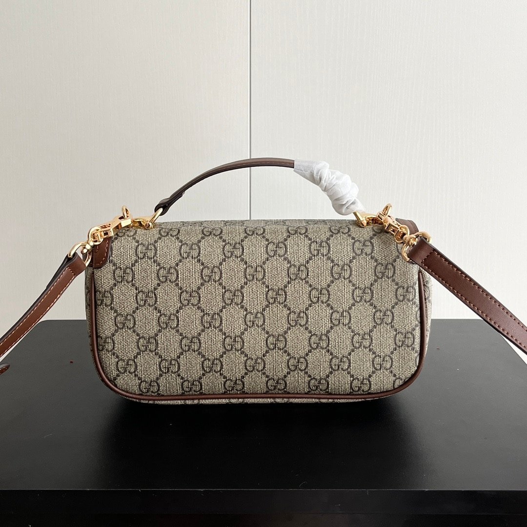Gvc*1 Horsebit 1955 Small Top Handle Bag Beige And Brown 22Cm