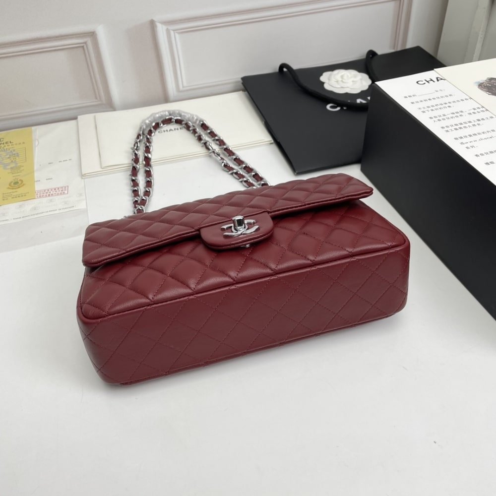 Ch**el Classic Double Flap Bag Plum Red 25Cm
