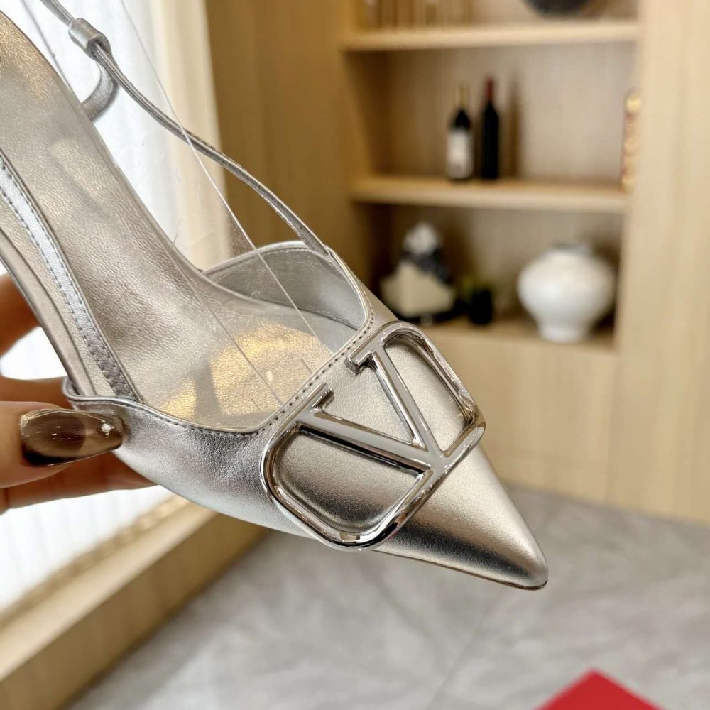 Va1e*ntin0 Vlogo Signature Slingback Pump In Silver 3W0S0R01Yjs S13