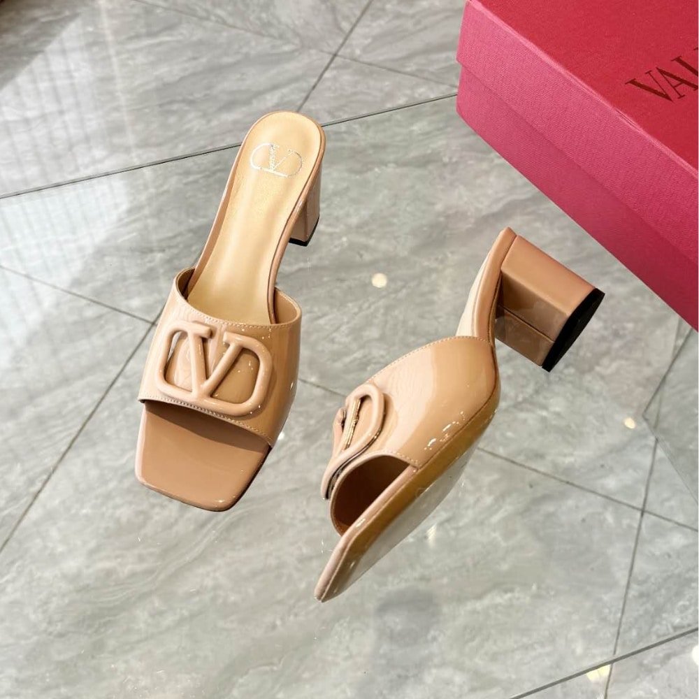 Va1e*ntin0 Vlogo Signature Patent Leather Slide Sandal Rose Cannelle 60Mm 6W2S0Ha6Tmk Gf9