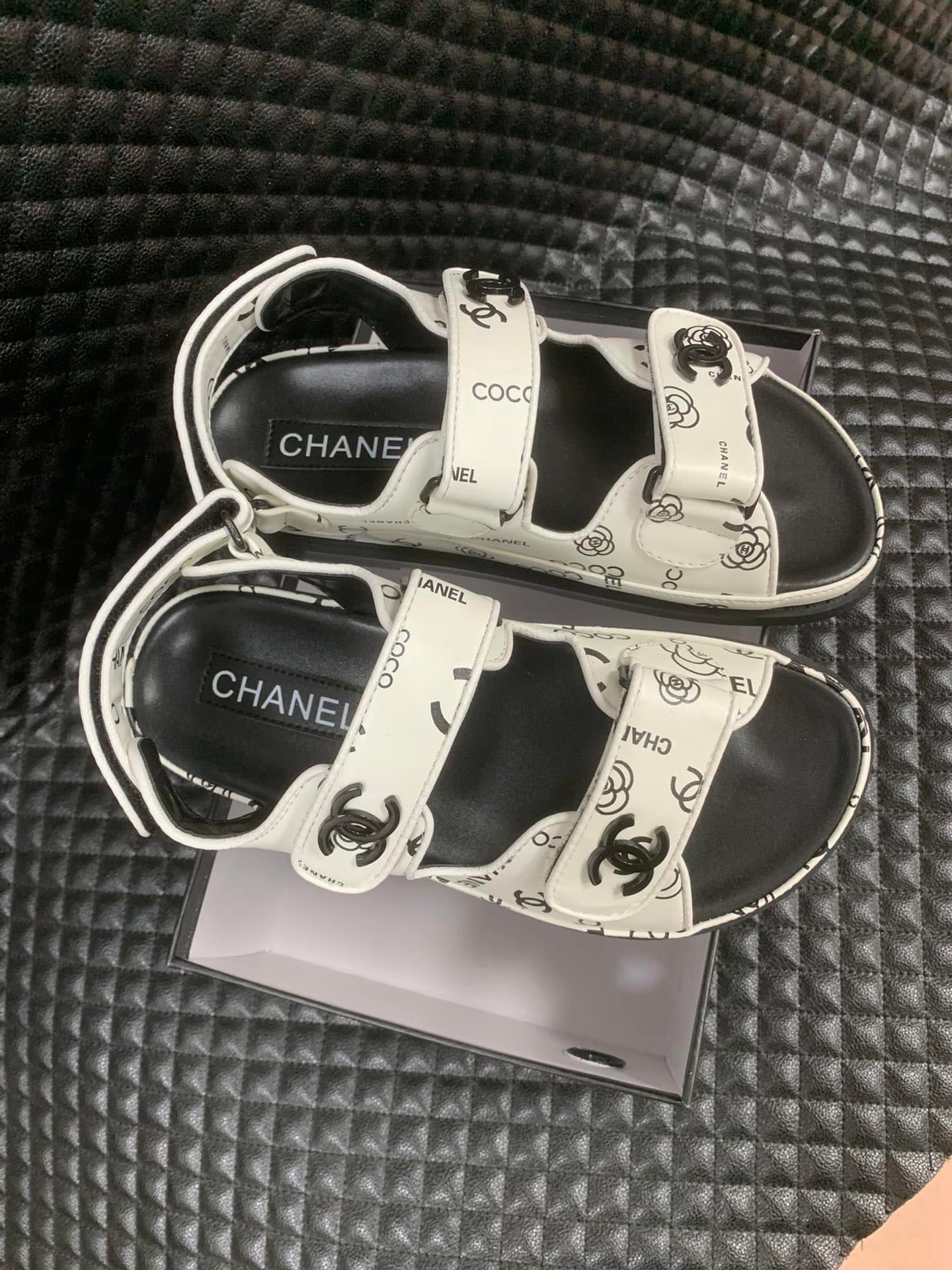 Ch**el Dad Slingback Sandals 23P Camelia Cc Logo