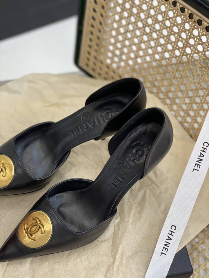 Ch**el Cc Logo Heels In Black