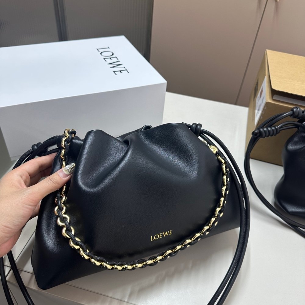 L0ew* Medium Flamenco Purse In Mellow Nappa Black 30Cm A411Fcrx02 1100