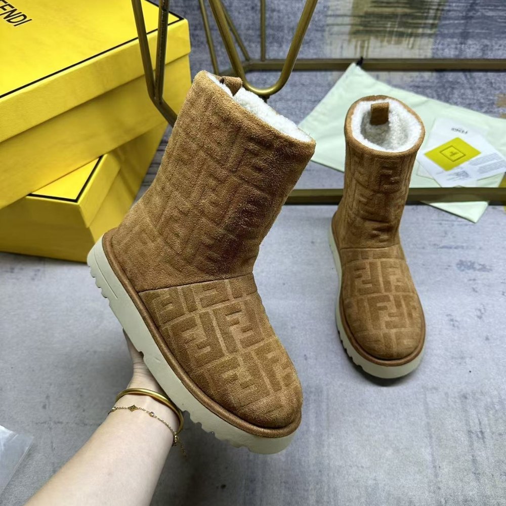 F**di Apres Chic Brown Ff Chamois Low Boots 8T8606Asa1F0C23