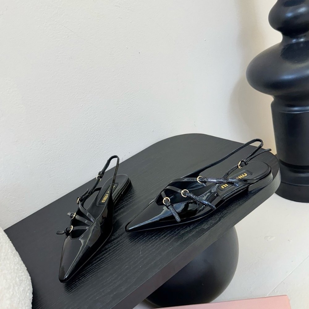 M1um1u Leather Slingback Ballerinas With Buckles Black 5F476E 055 F0002 F 010