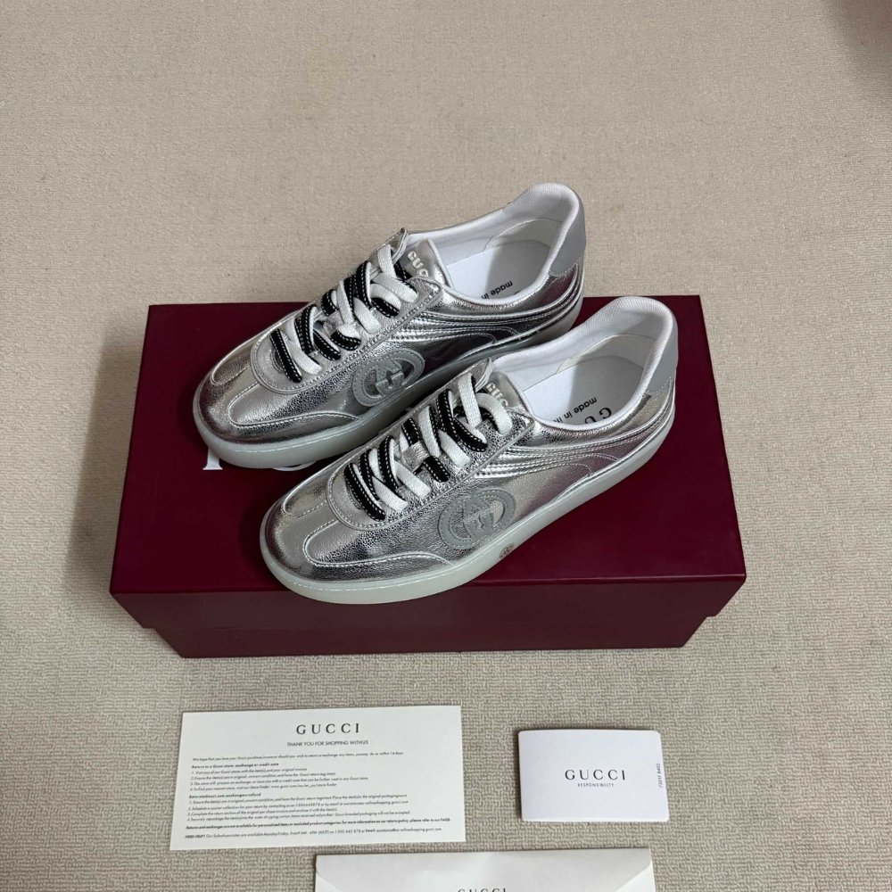 Gvc*1 Women G75 Sneaker Silver Textured Leather ‎857910 AAFL8 8151