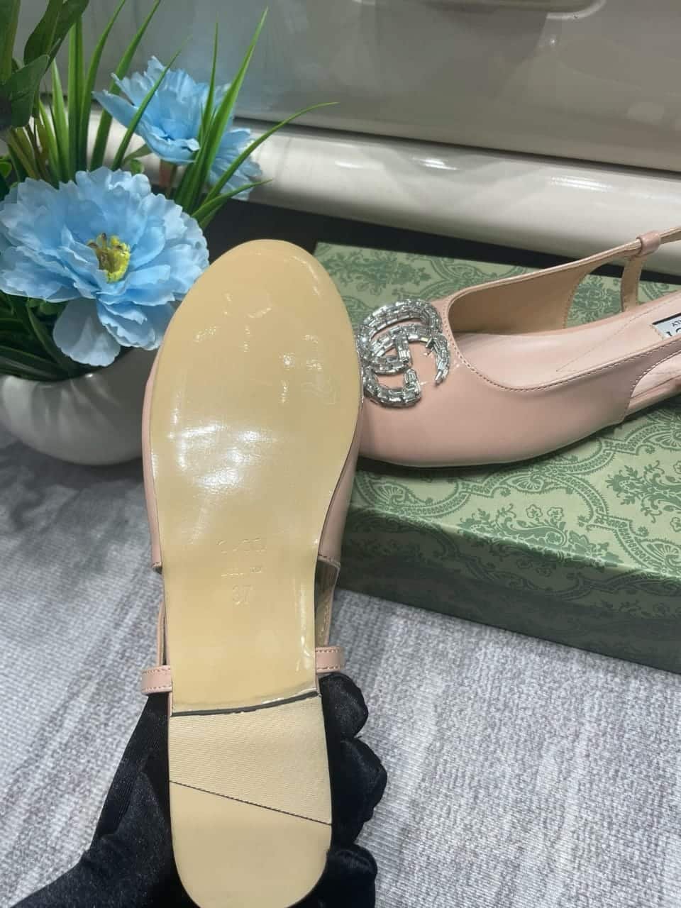 Gvc*1 Logo Embellished Slingback Flats Light Pink