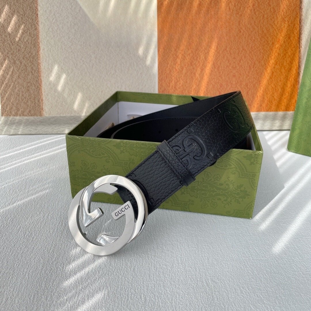 Gvc*1 Men’S Reversible Gg Belt Silver Hardware Black 40Mm