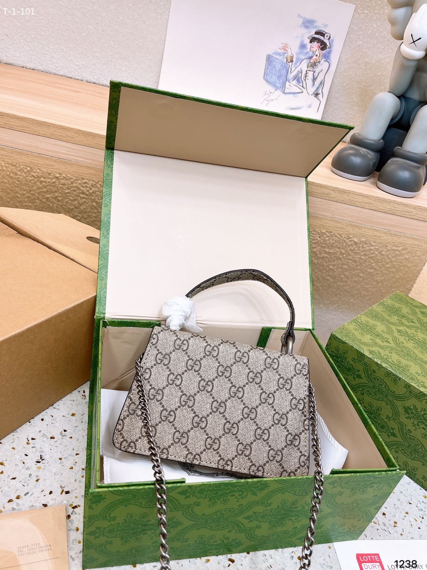 Gvc*1 Dionysus Mini Top Handle Bag Beige Ebony 18Cm 752029 Khnrn 8642