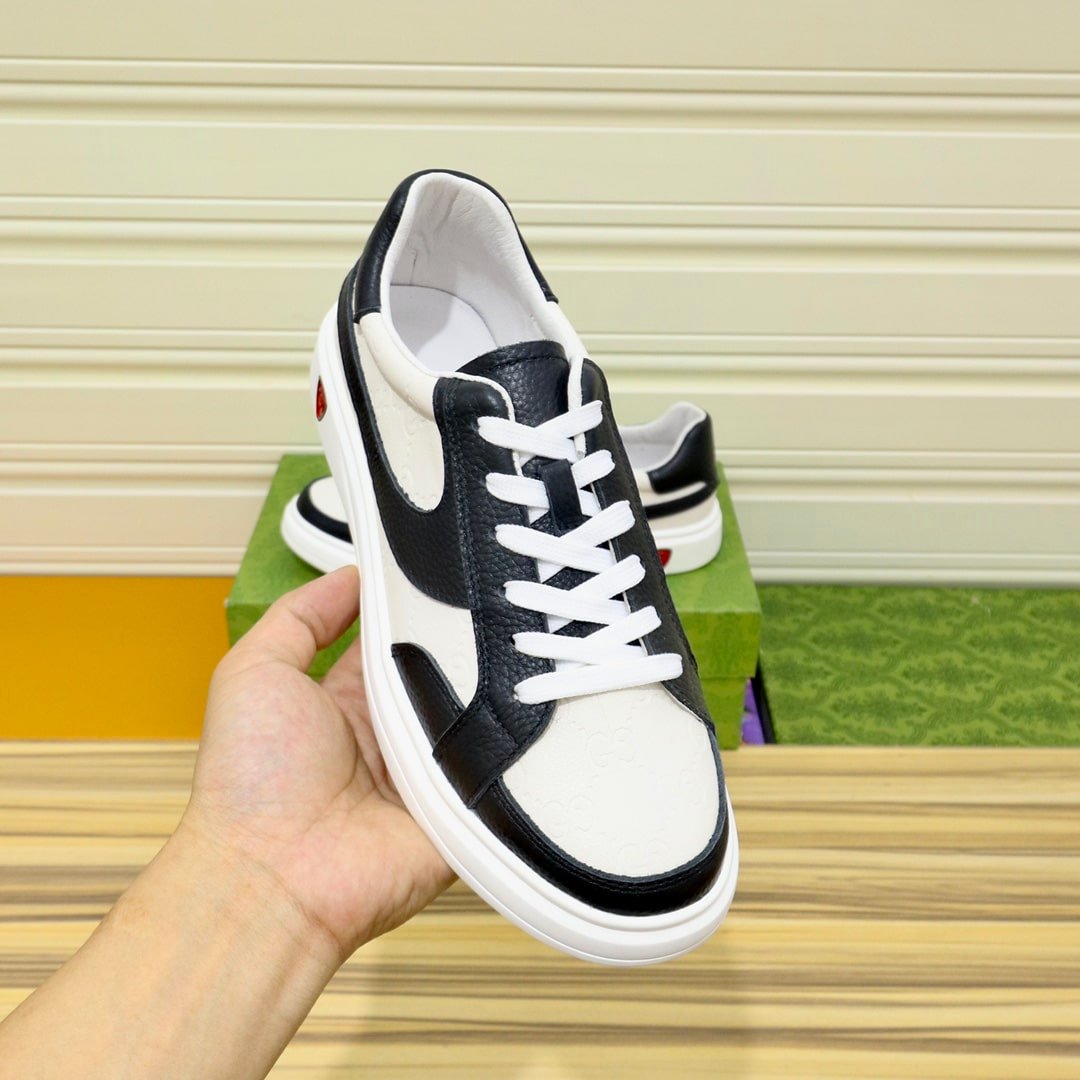 Gvc*1 Gg Men’S Sneaker Leather Black And White