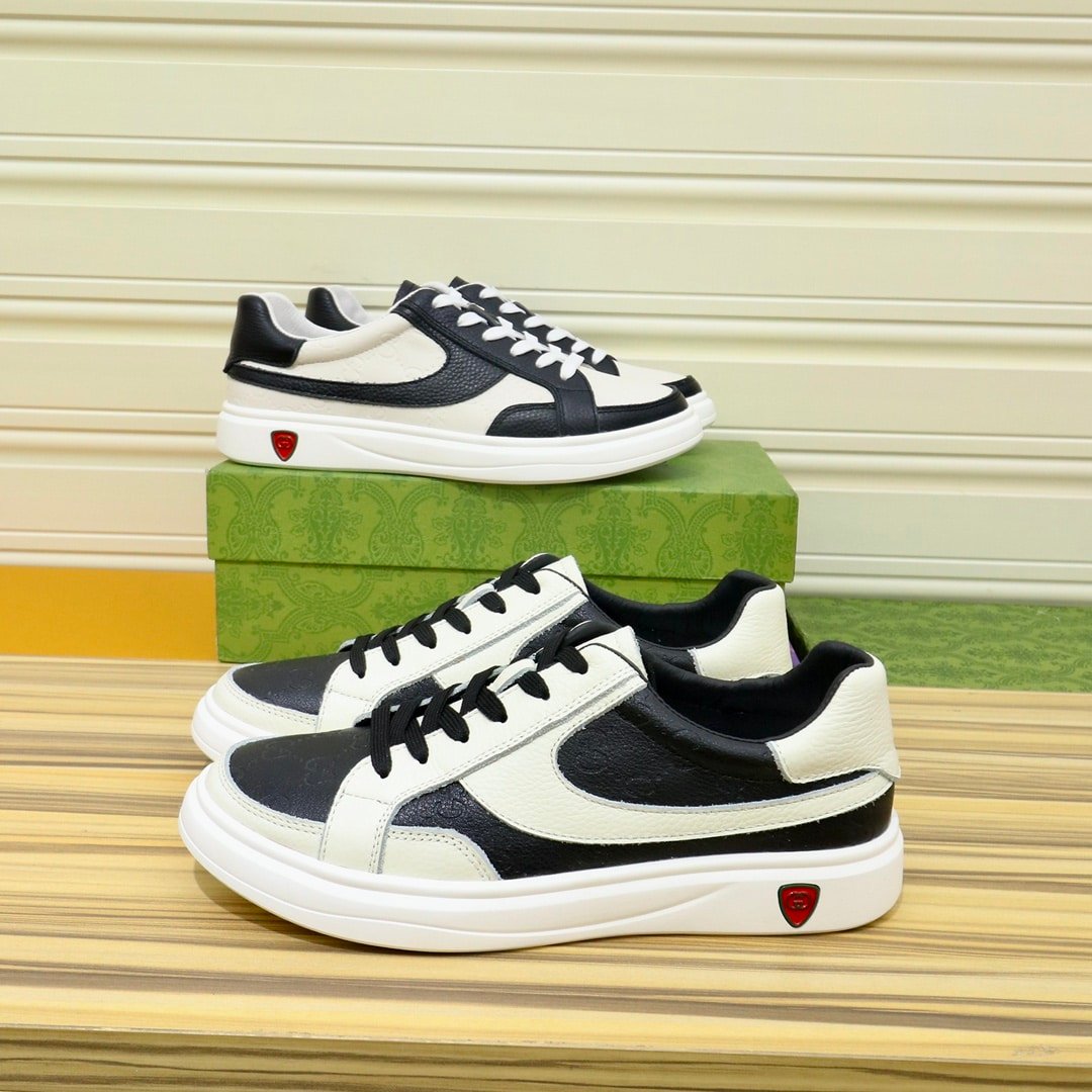 Gvc*1 Gg Men’S Sneaker Leather Black And White