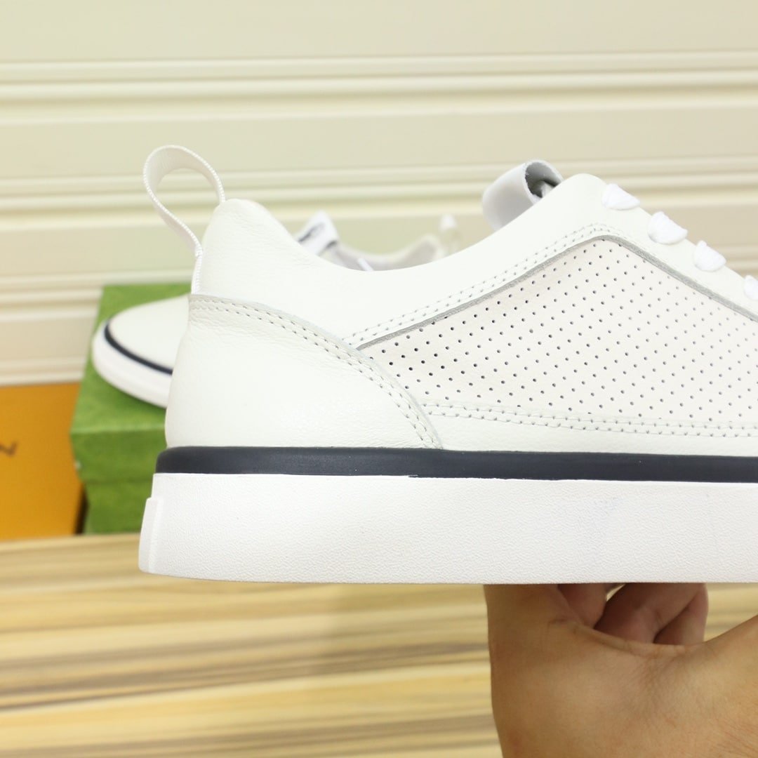 Gvc*1 Men’S Platform Sneaker Leather White With Black Edge