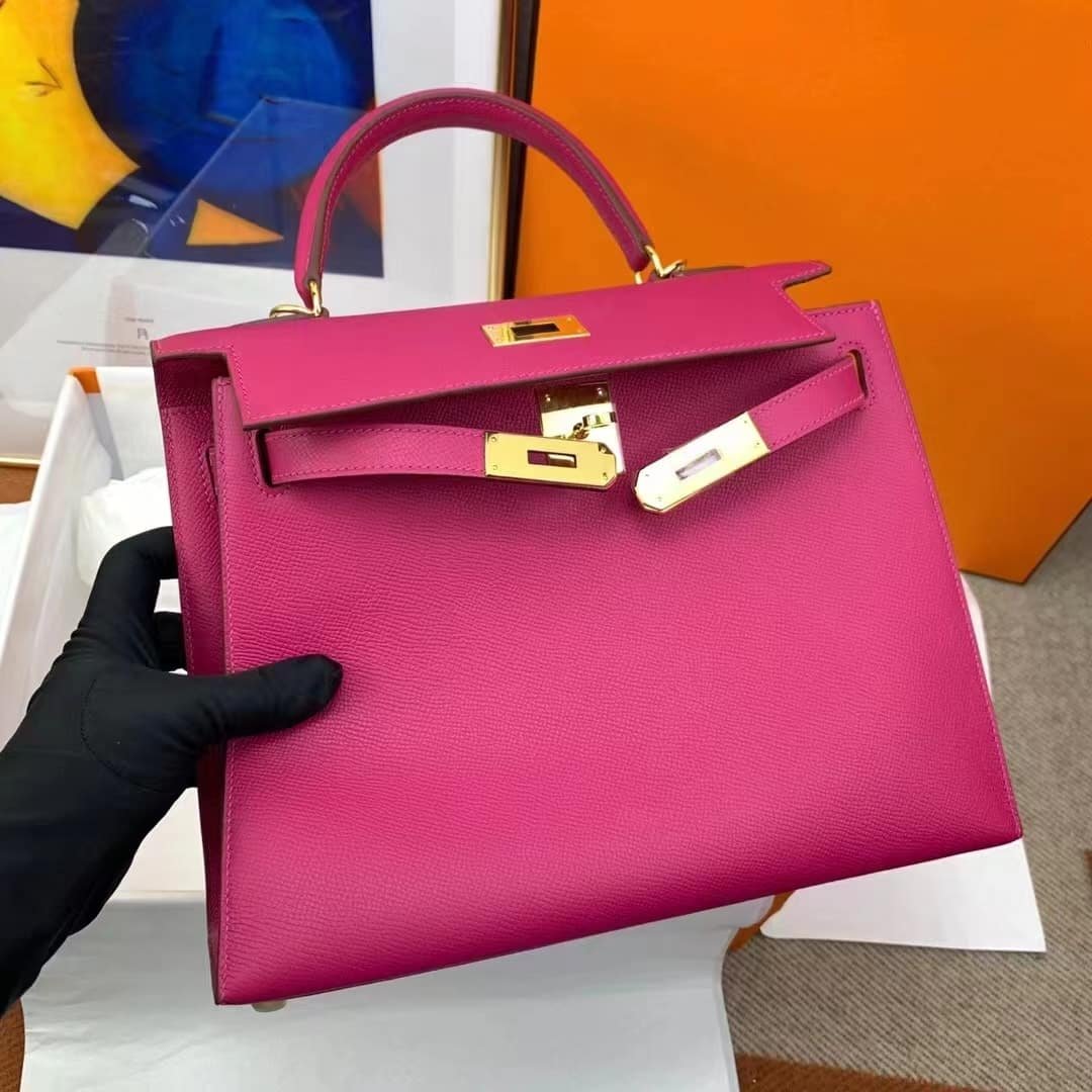 H**me5 Kelly 25 Epsom Dark Pink Gold Hardware 25Cm